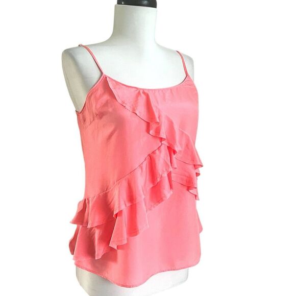 Banana Republic Y2K Ruffled Silk Tank top Sz S Pink Whimsigoth Fairy Festival - Picture 1 of 10